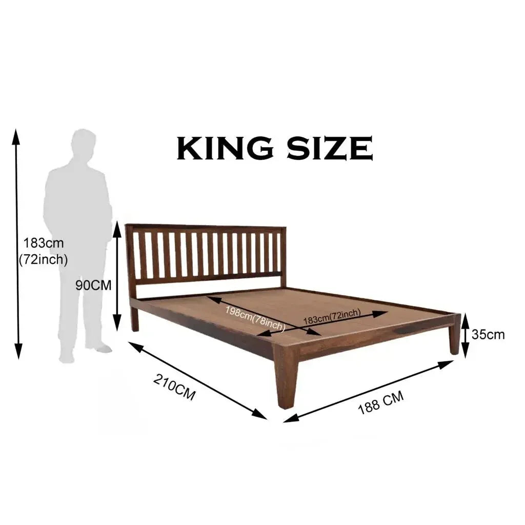 Kith solid wood KING size walnut finish bed - Ferrowoods