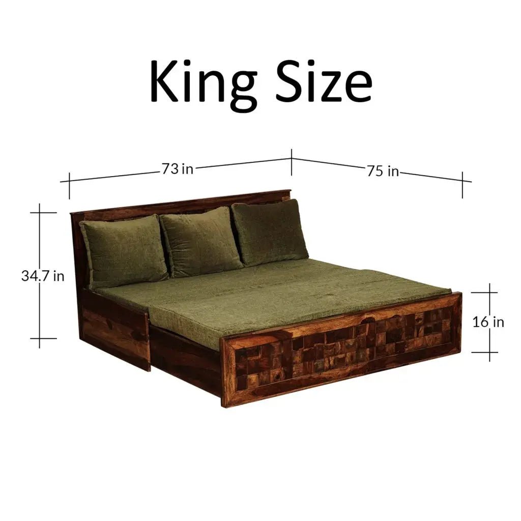 KITTY SOLID WOOD SOFA CUM BED WITH STORAGESOFA CUM BEDFerrowoods