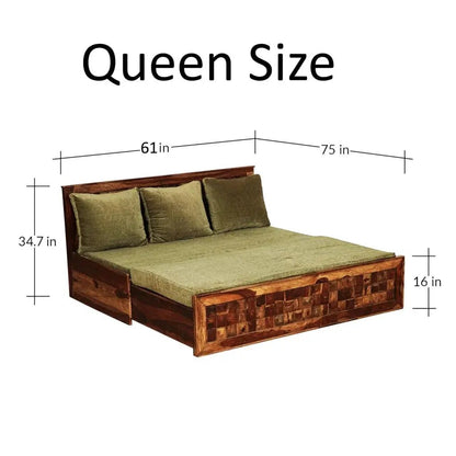 KITTY SOLID WOOD SOFA CUM BED WITH STORAGESOFA CUM BEDFerrowoods