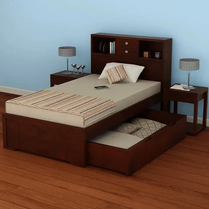 Lumi Single Bed With Storage box headboard headboard with storage - Ferrowoods