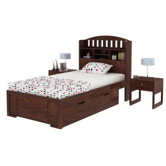 Lun Single Bed With Storage box headboardFerrowoods