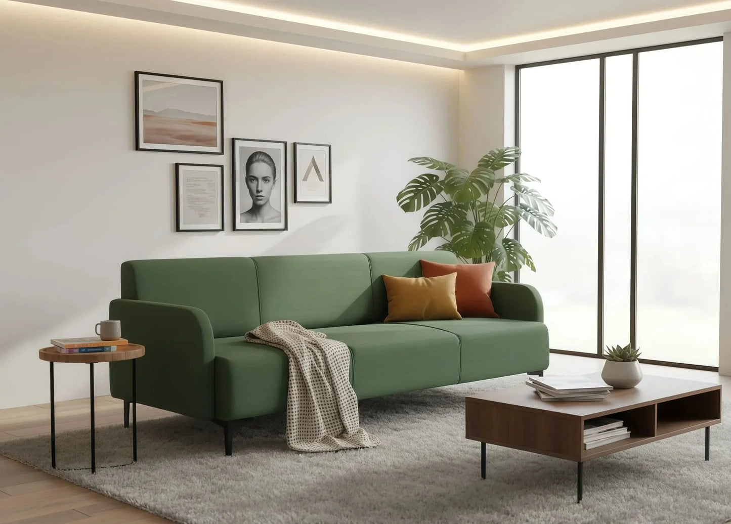 Luxury Olive Green 3-Seater Sofa - Premium Comfort, Unbeatable Price - Ferrowoods
