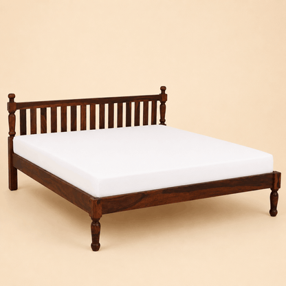 king size bed with whitw mattress and creamy backhround 