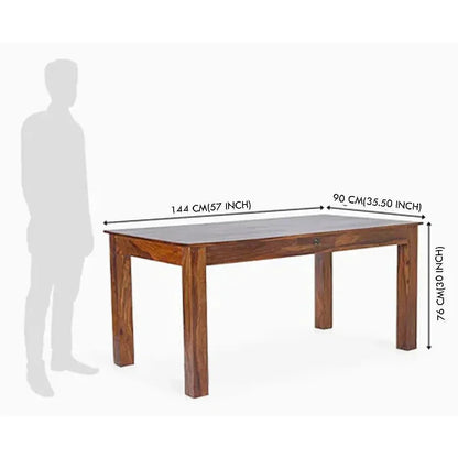 MOJO SOLID WOOD 6 SEATER DINING TABLE IN WALNUT FINISH - Ferrowoods