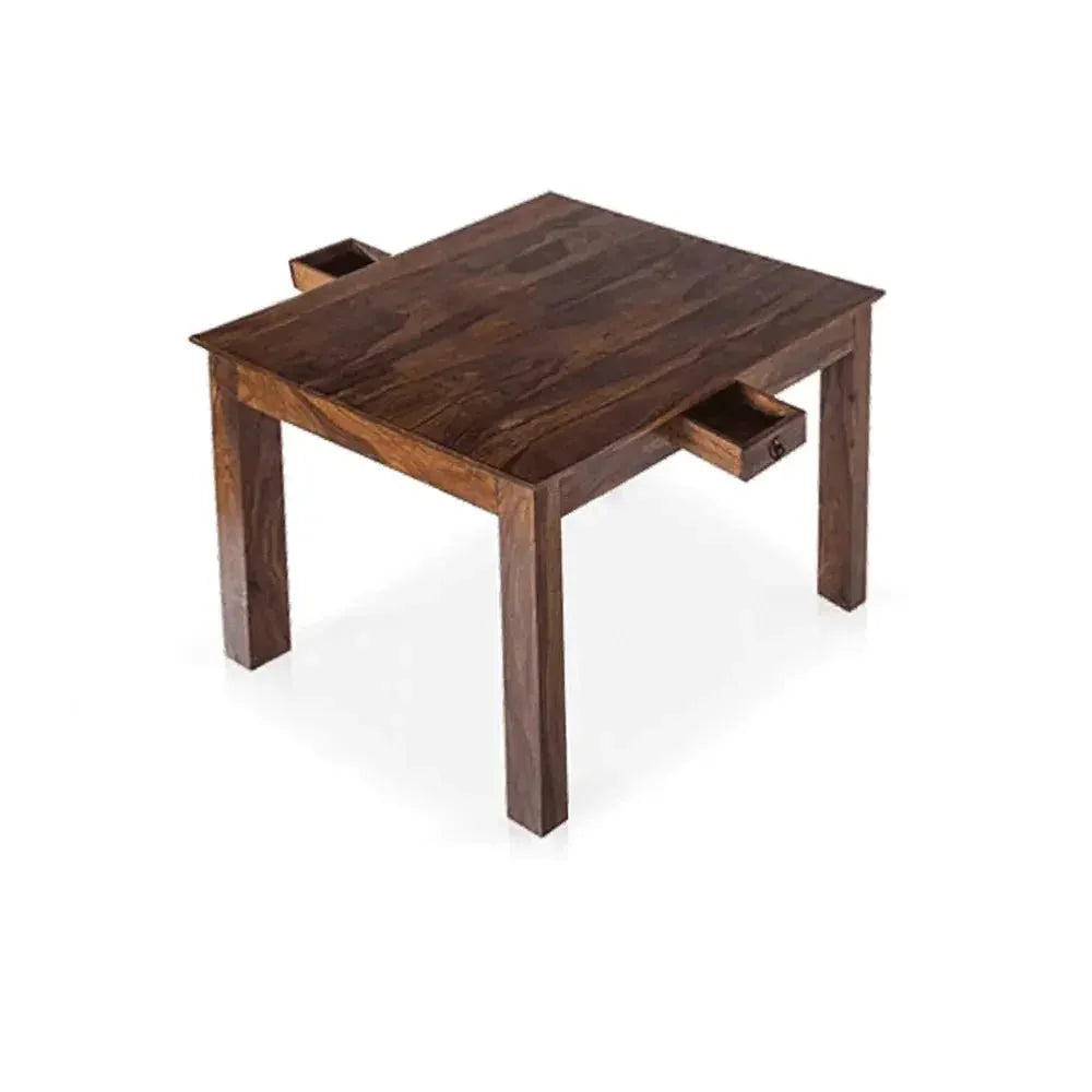MOJOO SOLID WOOD SQUARE DINING TABLE IN WALNUT FINISH - Ferrowoods
