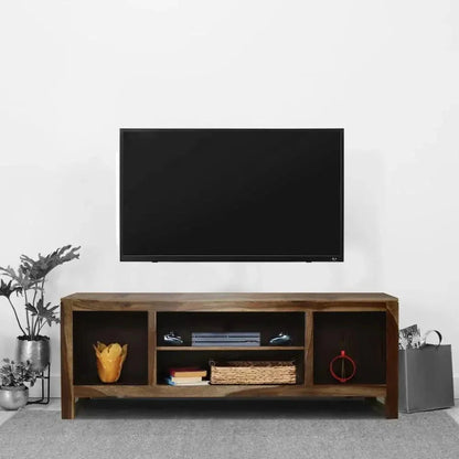 NIUEE TV UNIT SHEESHAM WOOD WALNUT FINISH - Ferrowoods