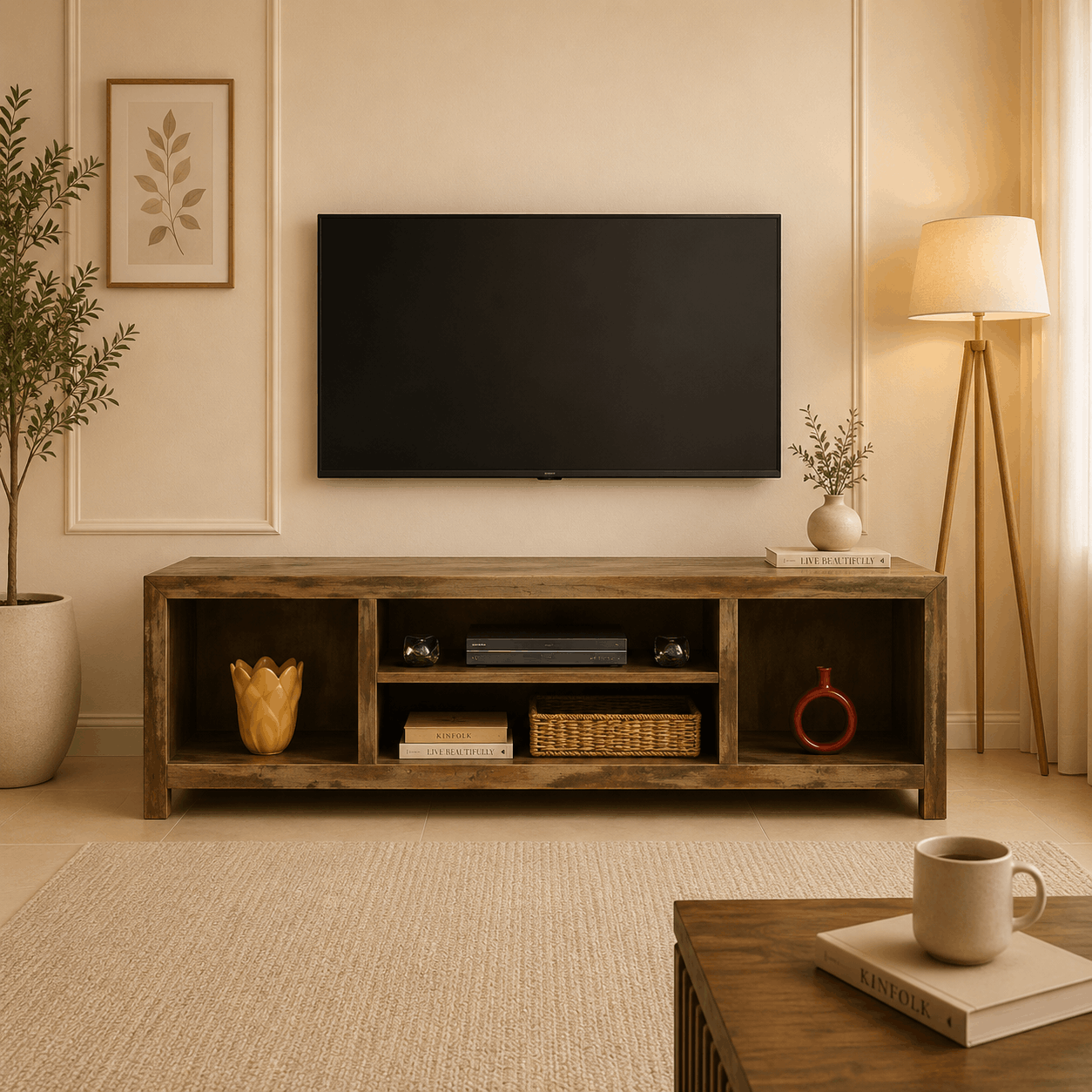 niuee tv unit in pt finish