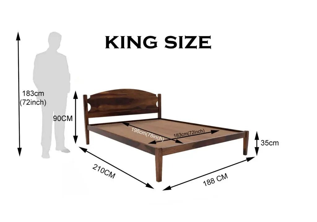 optima solid wood King size walnut finish bedFerrowoods