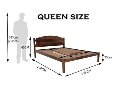optima solid wood queen size bed walnut finishFerrowoods