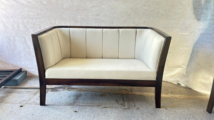 Premium Solid Wood Two-Seater Sofa – Cream Upholstery, Modern Minimal Design -