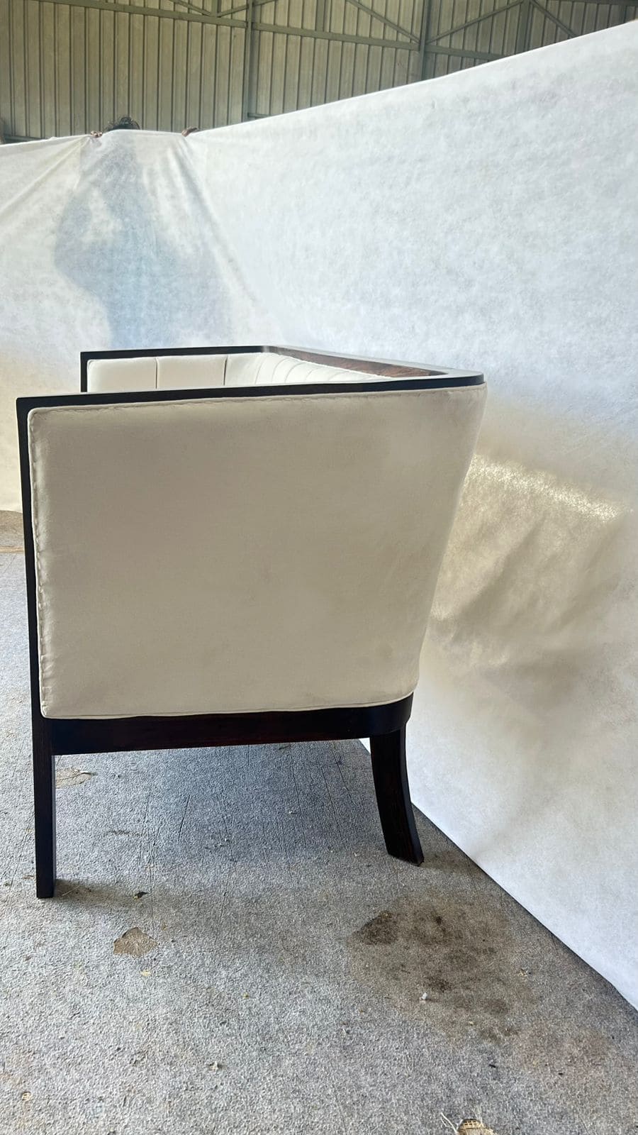 Premium Solid Wood Two-Seater Sofa – Cream Upholstery, Modern Minimal Design -