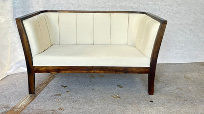 Premium Solid Wood Two-Seater Sofa – Cream Upholstery, Modern Minimal Design -