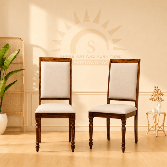 Provincial teak finish chair with cram color cusion 