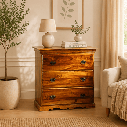 riyo chest of drawer in honey oak finish 