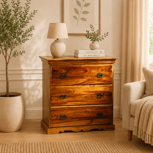 riyo chest of drawer in honey oak finish 