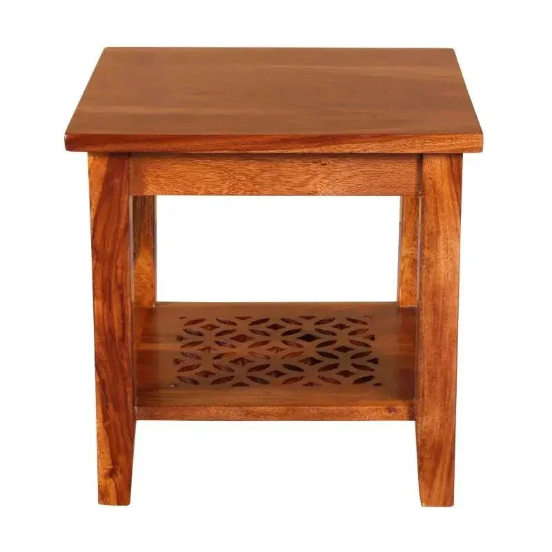 SASSEY END TABLE SOLID WOOD IN HONEY FINISH -