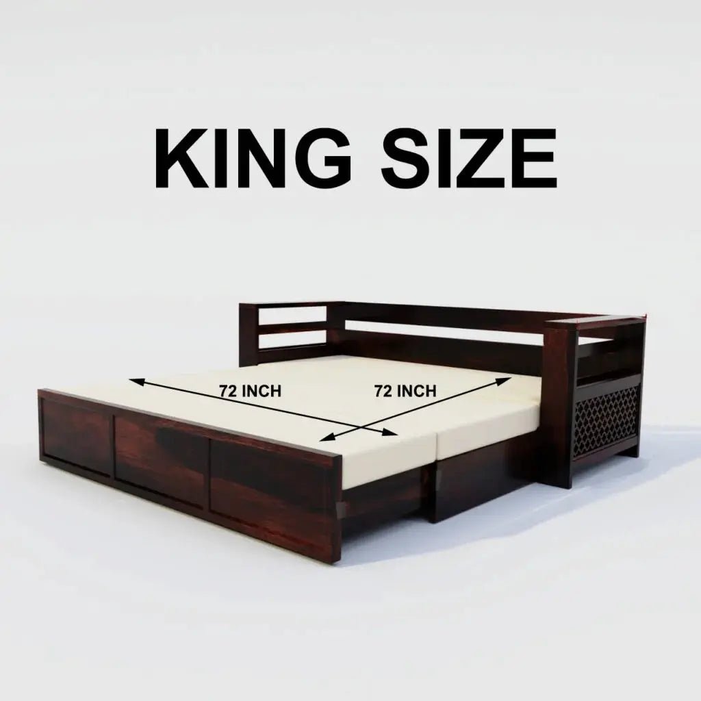 SAULI SOLID WOOD SOFA CUM BED WITH STORAGESOFA CUM BEDFerrowoods