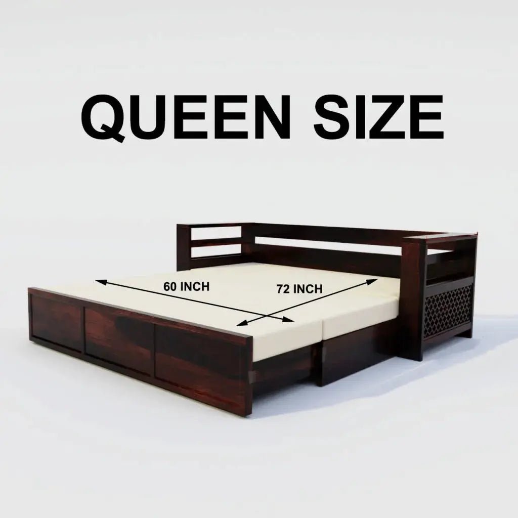 SAULI SOLID WOOD SOFA CUM BED WITH STORAGESOFA CUM BEDFerrowoods