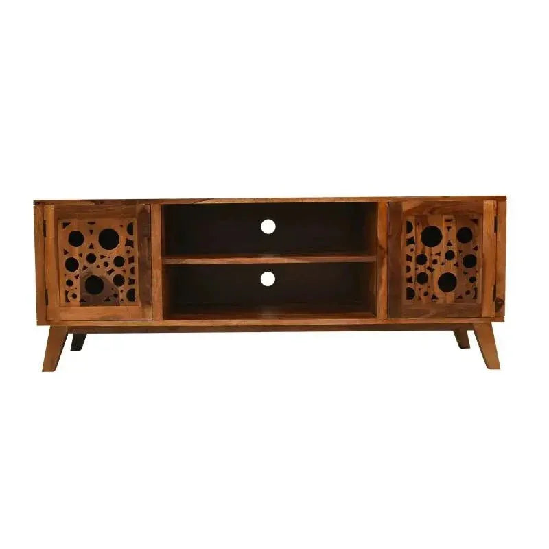 SHIRE SOLID SHEESHAM WOOD TV UNIT HONEY FINISH - Ferrowoods