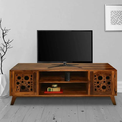 SHIRE SOLID SHEESHAM WOOD TV UNIT HONEY FINISH - Ferrowoods