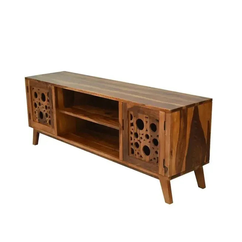 SHIRE SOLID SHEESHAM WOOD TV UNIT HONEY FINISH - Ferrowoods