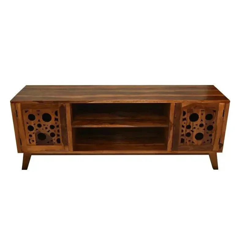 SHIRE SOLID SHEESHAM WOOD TV UNIT HONEY FINISH - Ferrowoods