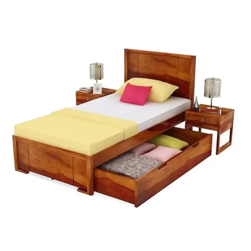 Single Bed With storage honey finish - Ferrowoods
