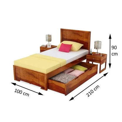 Single Bed With storage honey finish - Ferrowoods