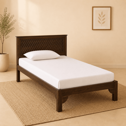 Regal Weave Sheesham Wood Bed | Provincial Teak Finish | FERROWOODS