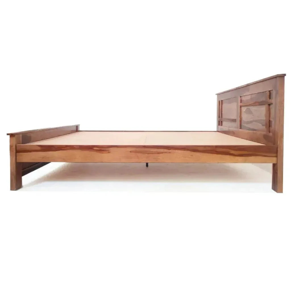 SIYO SOLID WOOD KING SIZE STORAGE BED IN WALNUT FINISH - Ferrowoods