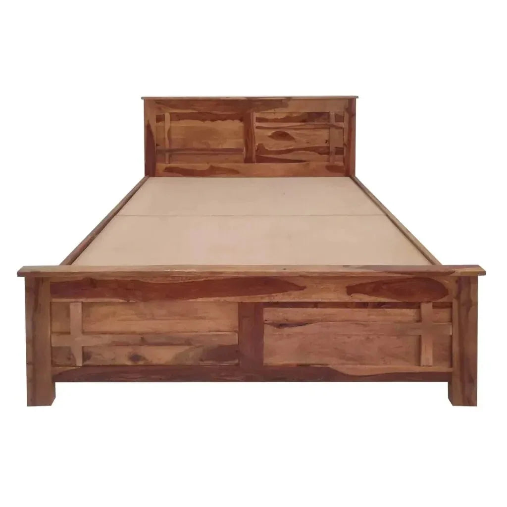 SIYO SOLID WOOD KING SIZE STORAGE BED IN WALNUT FINISH - Ferrowoods