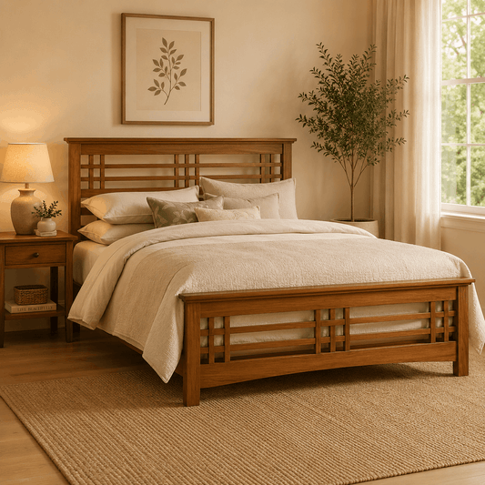solid wood bed in rustic finish