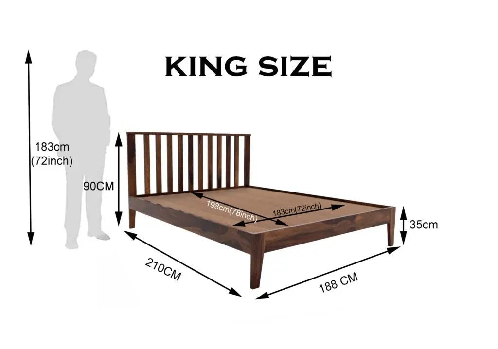 Vista solid wood King size walnut finish bedFerrowoods