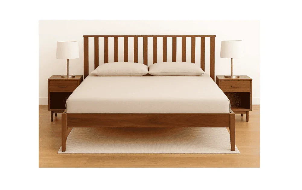 Vista solid wood queen size bed walnut finish - Ferrowoods