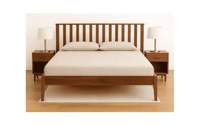 Vista solid wood queen size bed walnut finish - Ferrowoods