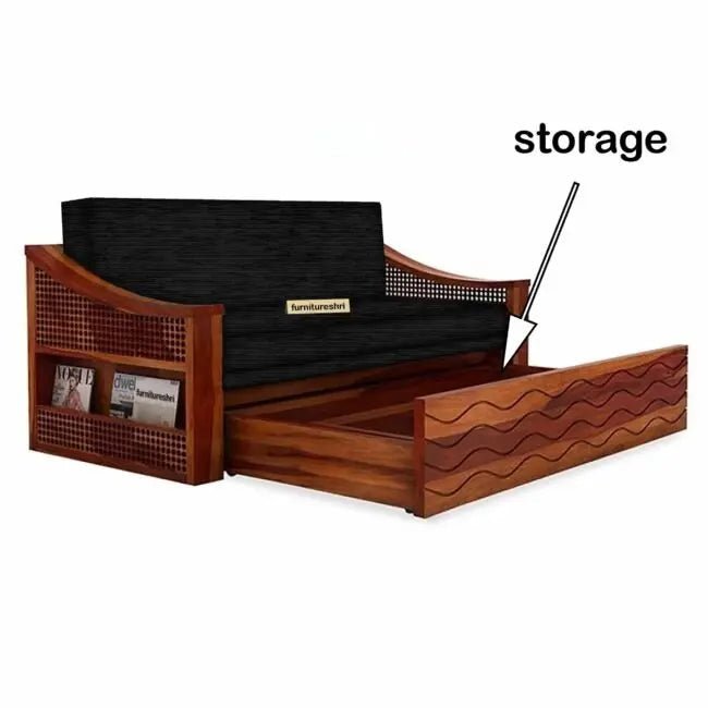 WAVE SOLID WOOD SOFA CUM BED WITH STORAGESOFA CUM BEDFerrowoods