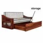 WAVE SOLID WOOD SOFA CUM BED WITH STORAGESOFA CUM BEDFerrowoods