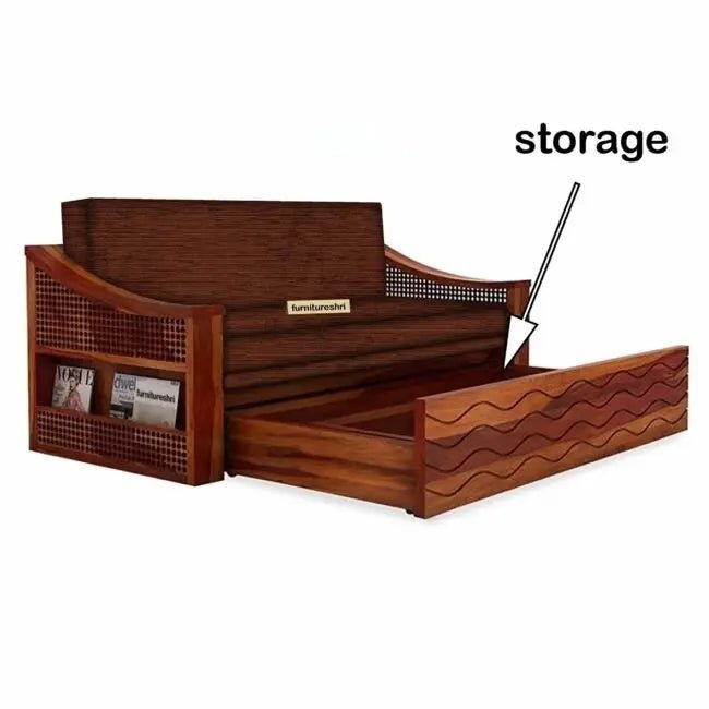 WAVE SOLID WOOD SOFA CUM BED WITH STORAGESOFA CUM BEDFerrowoods