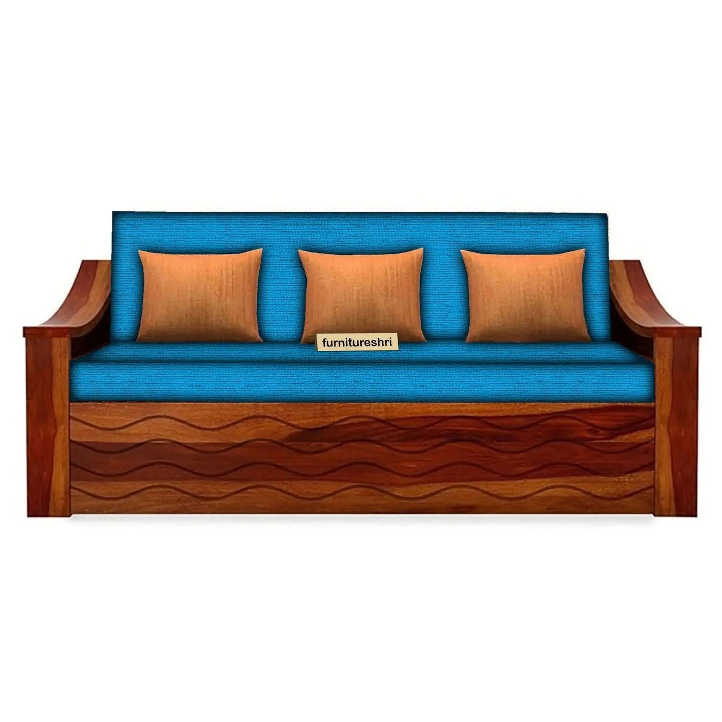 WAVE SOLID WOOD SOFA CUM BED WITH STORAGESOFA CUM BEDFerrowoods