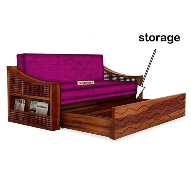 WAVE SOLID WOOD SOFA CUM BED WITH STORAGESOFA CUM BEDFerrowoods