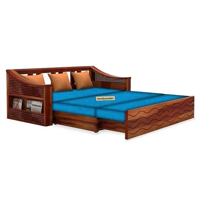WAVE SOLID WOOD SOFA CUM BED WITH STORAGESOFA CUM BEDFerrowoods