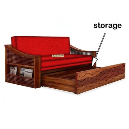 WAVE SOLID WOOD SOFA CUM BED WITH STORAGESOFA CUM BEDFerrowoods