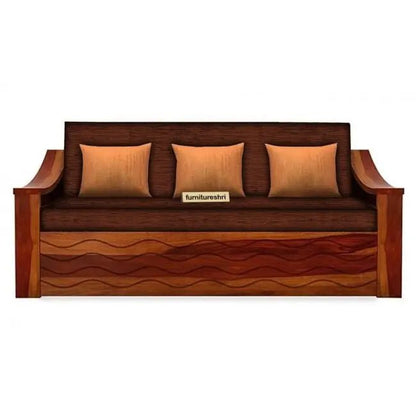 WAVE SOLID WOOD SOFA CUM BED WITH STORAGESOFA CUM BEDFerrowoods