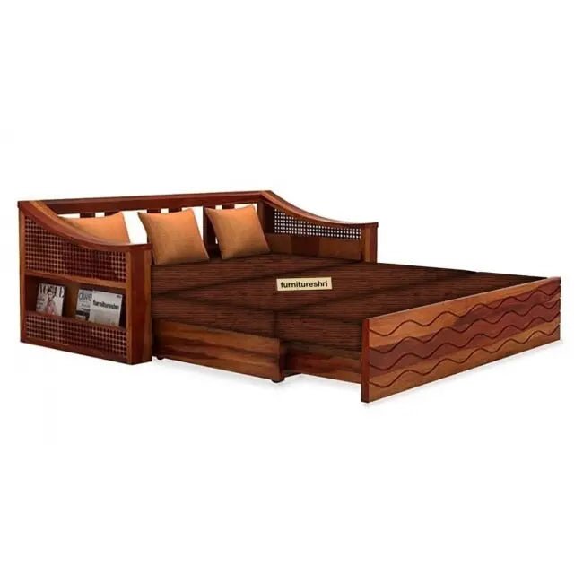 WAVE SOLID WOOD SOFA CUM BED WITH STORAGESOFA CUM BEDFerrowoods