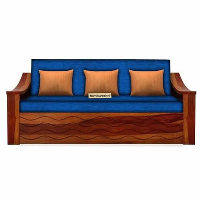 WAVE SOLID WOOD SOFA CUM BED WITH STORAGESOFA CUM BEDFerrowoods