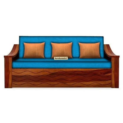 WAVE SOLID WOOD SOFA CUM BED WITH STORAGESOFA CUM BEDFerrowoods