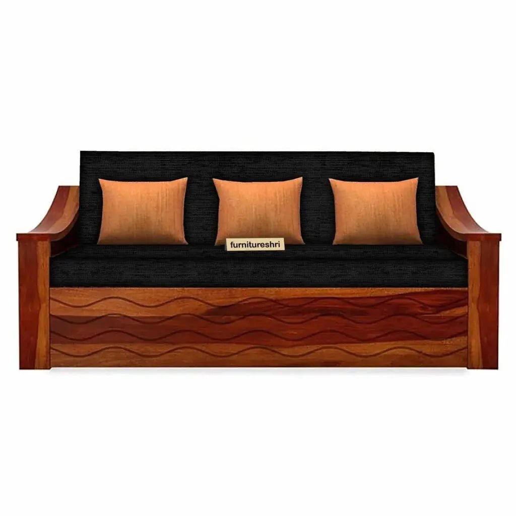 WAVE SOLID WOOD SOFA CUM BED WITH STORAGESOFA CUM BEDFerrowoods