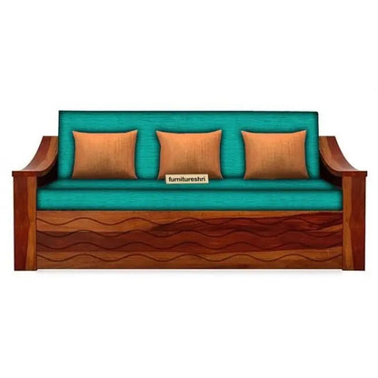 WAVE SOLID WOOD SOFA CUM BED WITH STORAGESOFA CUM BEDFerrowoods