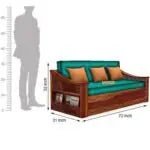 WAVE SOLID WOOD SOFA CUM BED WITH STORAGESOFA CUM BEDFerrowoods