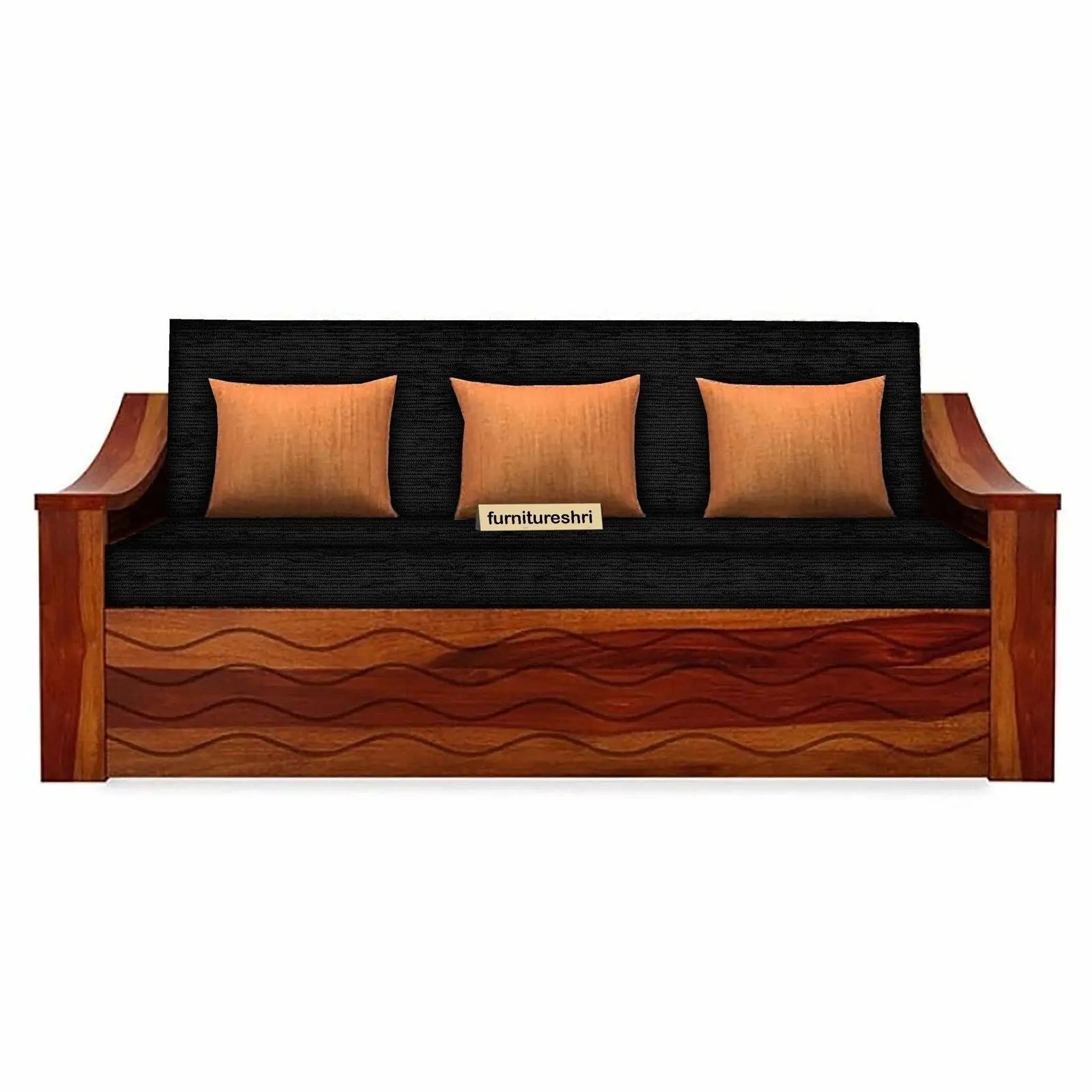 WAVE SOLID WOOD SOFA CUM BED WITH STORAGESOFA CUM BEDFerrowoods